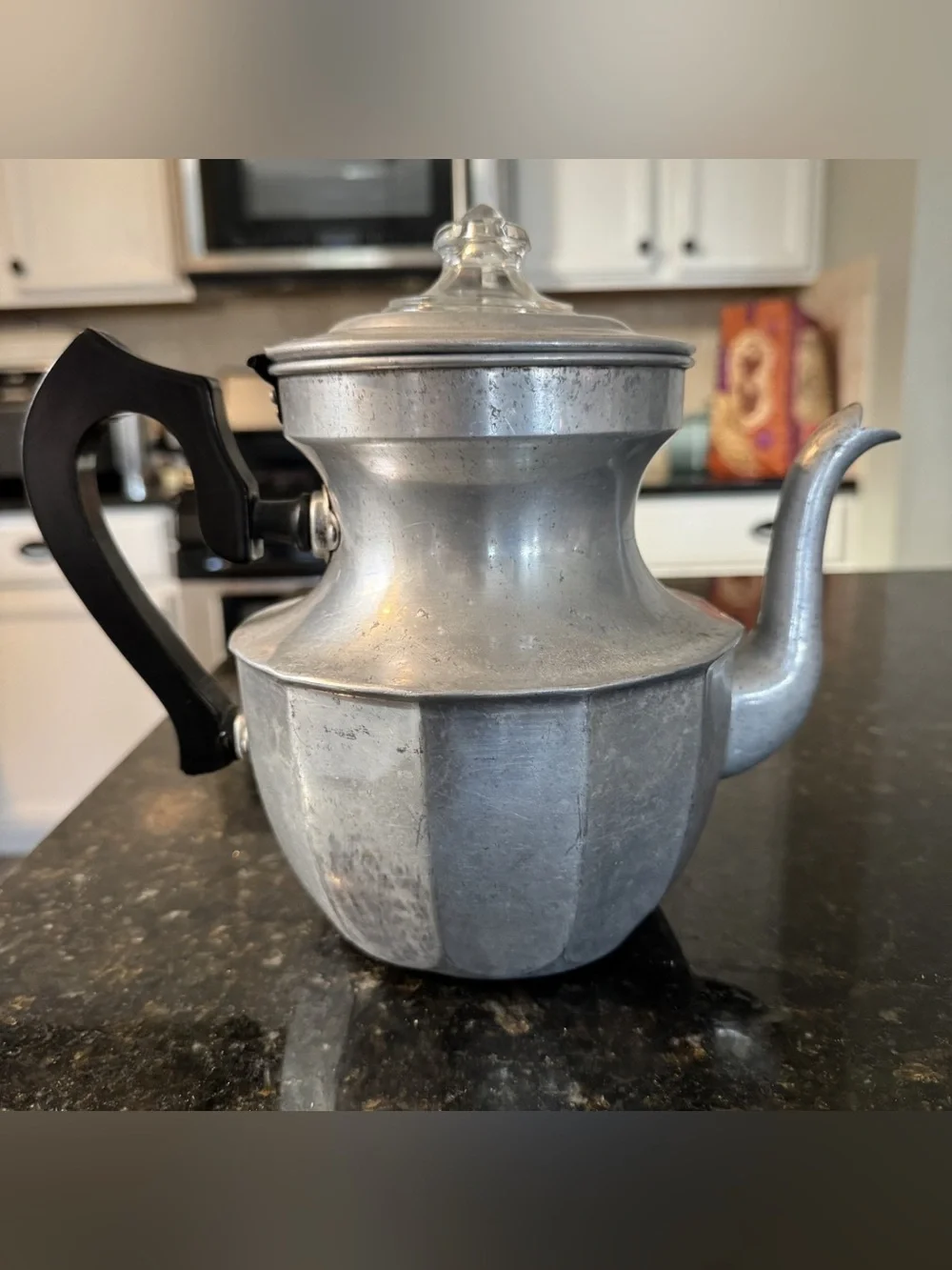 Vintage 1950s Royal Aluminum Gooseneck Coffee Pot Colonial Pattern Black Handle - Picture 7 of 7